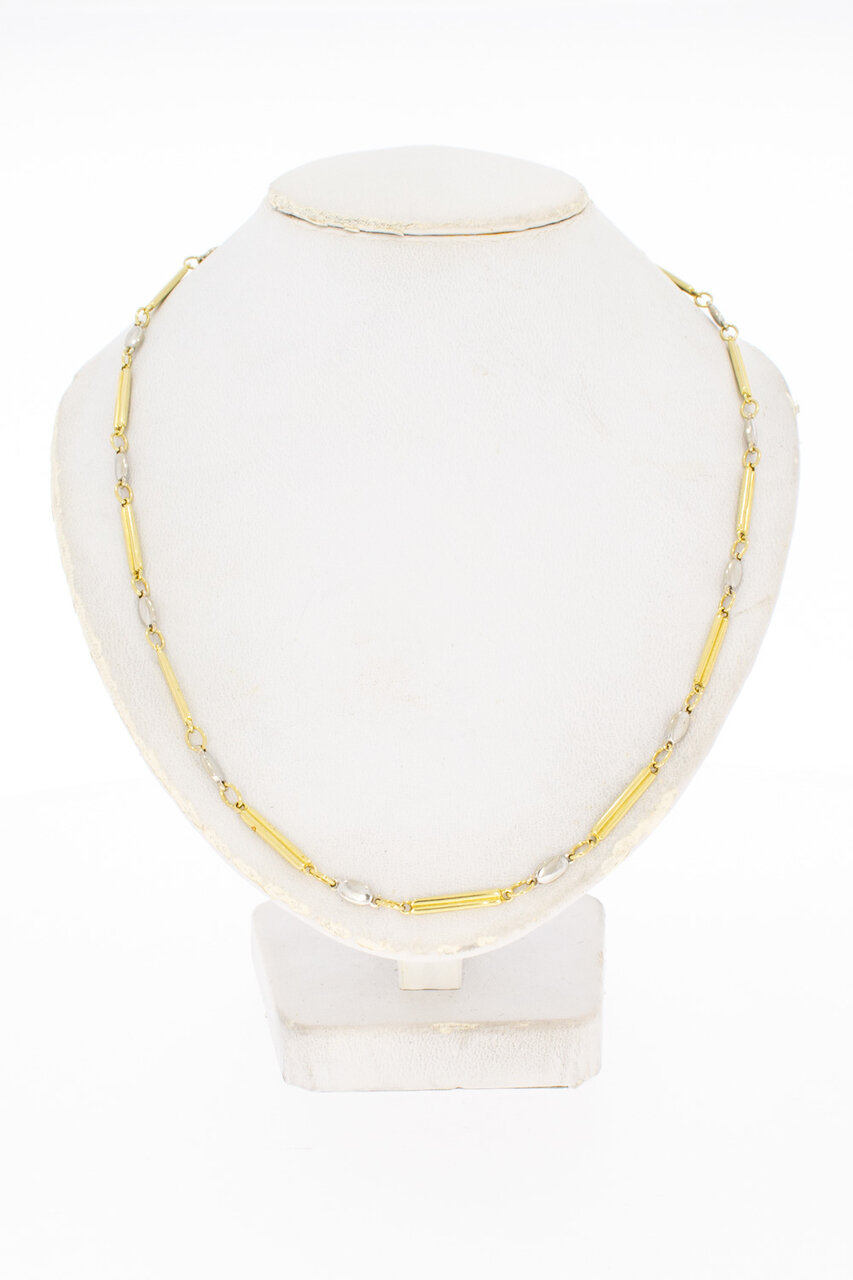 14 Karaat bicolor gouden damesketting - 43 cm