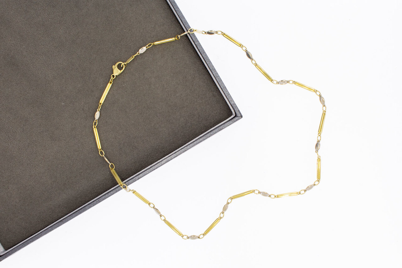 14 Karaat bicolor gouden damesketting - 43 cm
