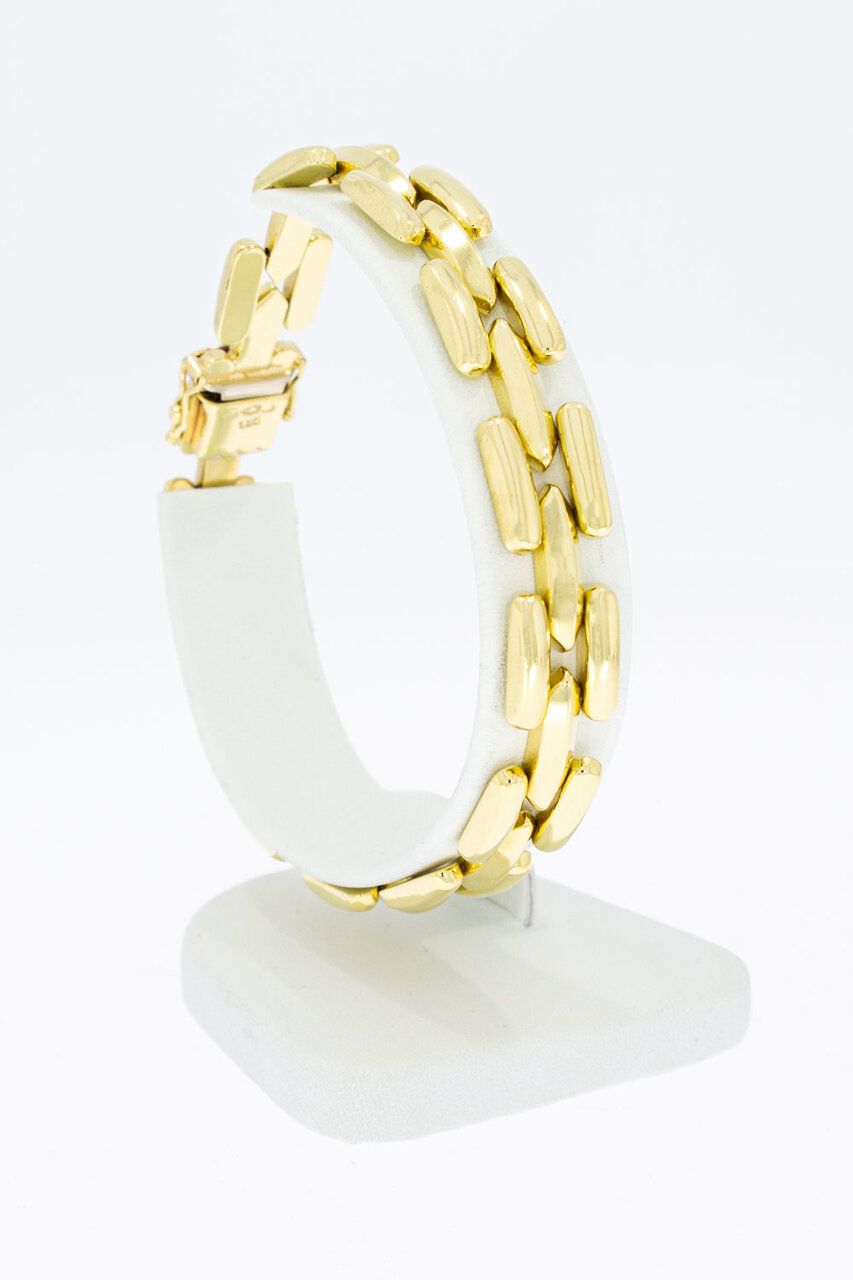 14 Karaat geel gouden schakelarmband - 19,7 cm