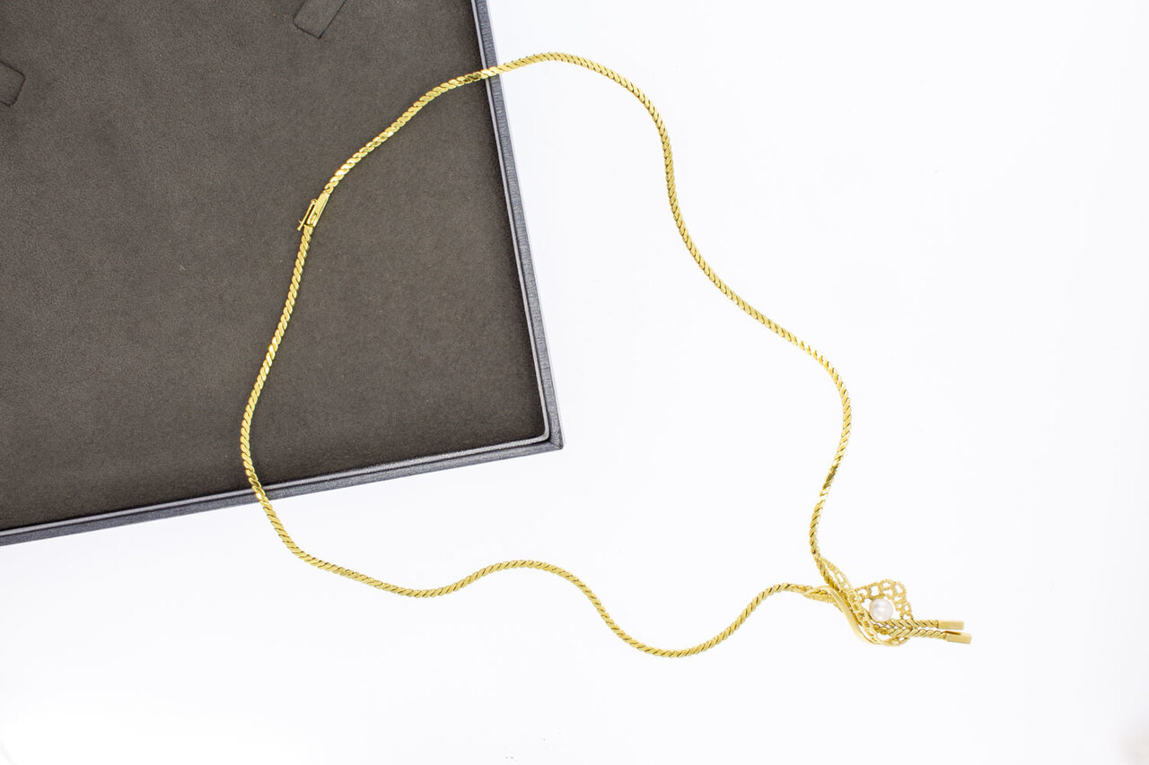 14 Karaat gouden Collier met Parel - 47 cm
