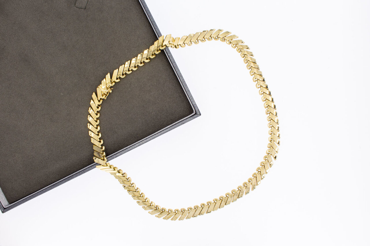 14 Karaat gouden Staafjes Collier - 42,5 cm