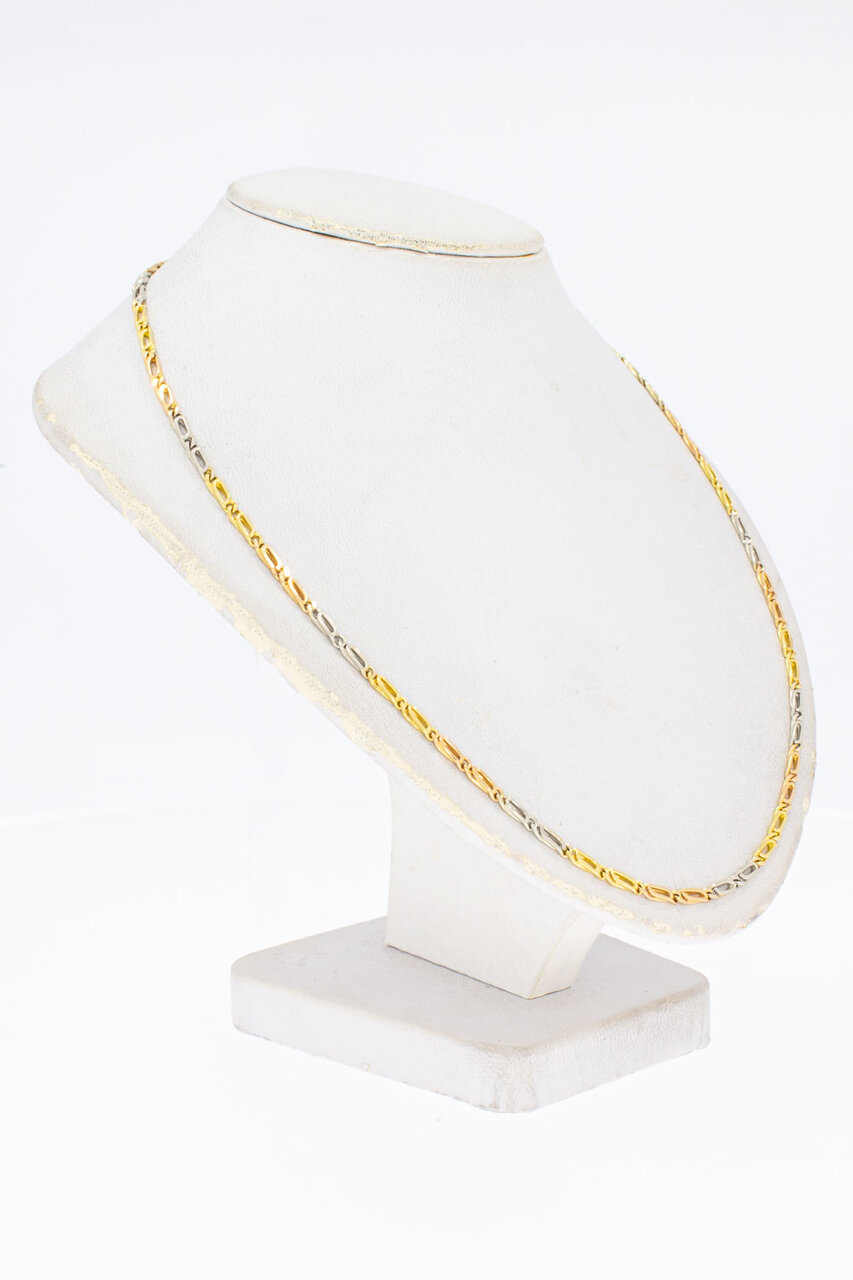 18 Karaat tricolor Valkoogketting - 59,8 cm