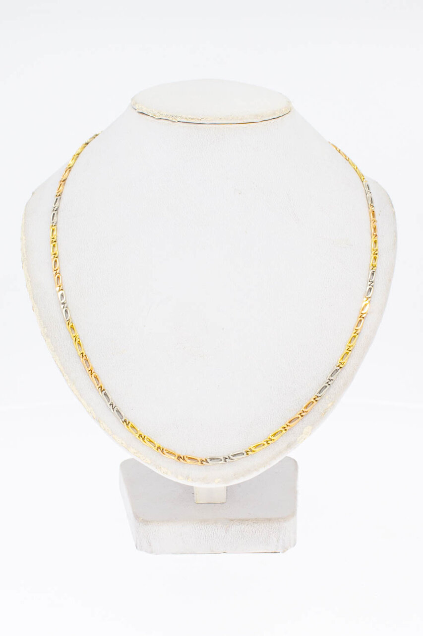 18 Karaat tricolor Valkoogketting - 59,8 cm