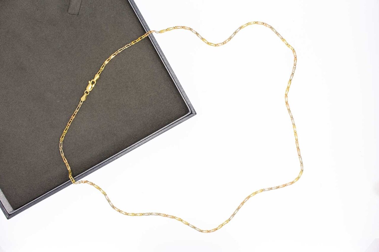 18 Karaat tricolor Valkoogketting - 59,8 cm