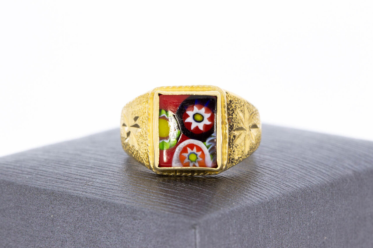 18 Karaat Statement ring met Emaille - 17,7 mm