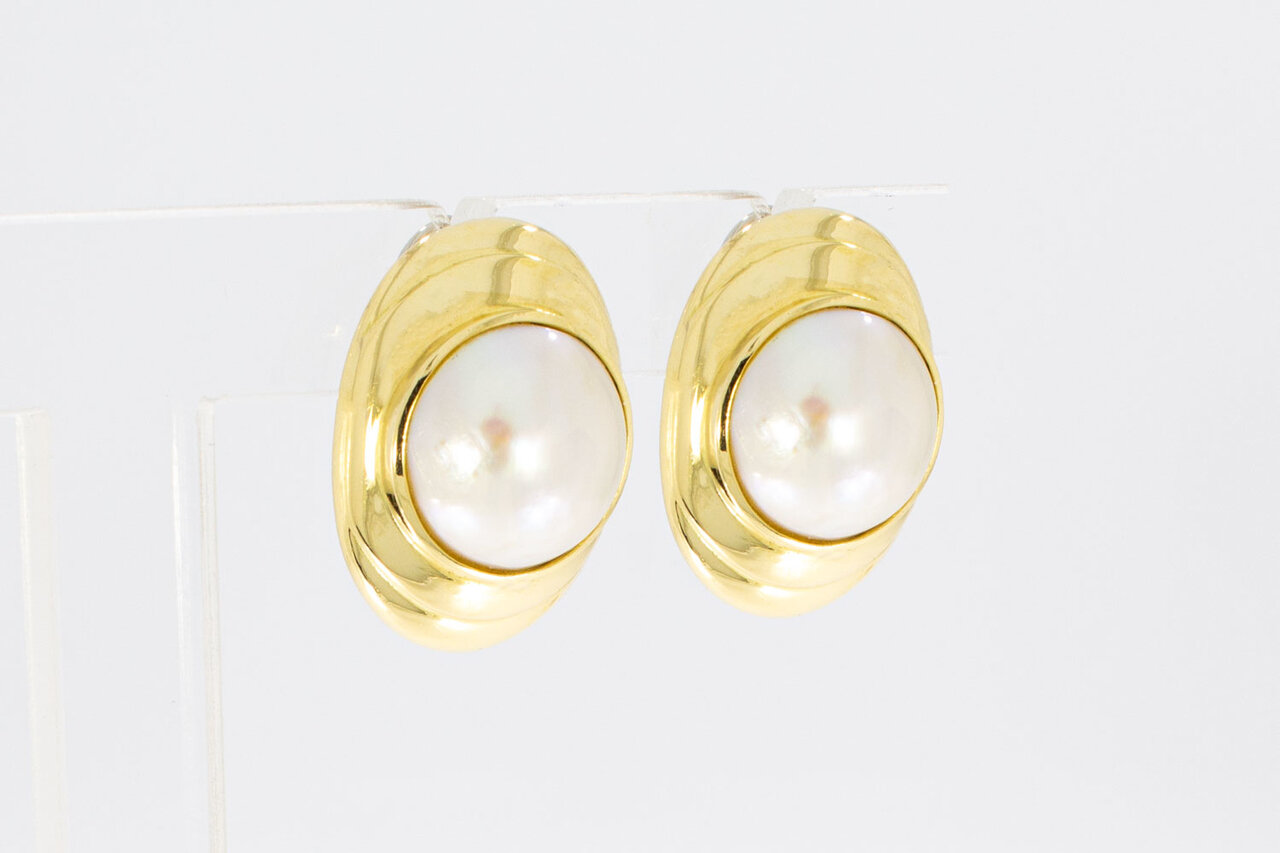 18 Karaat oorclips met Parel - 2,3 cm