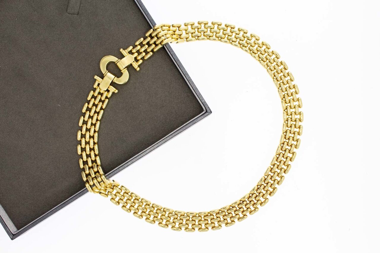 14 Karaat gouden brede Staafjes Collier - 44,3 cm
