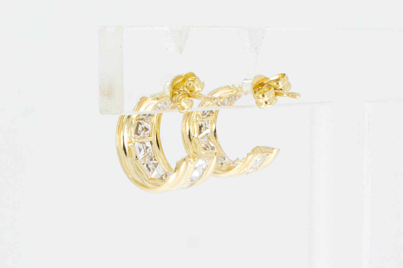 Gouden creolen dames 14 karaat met zirkonia - 1,1 cm