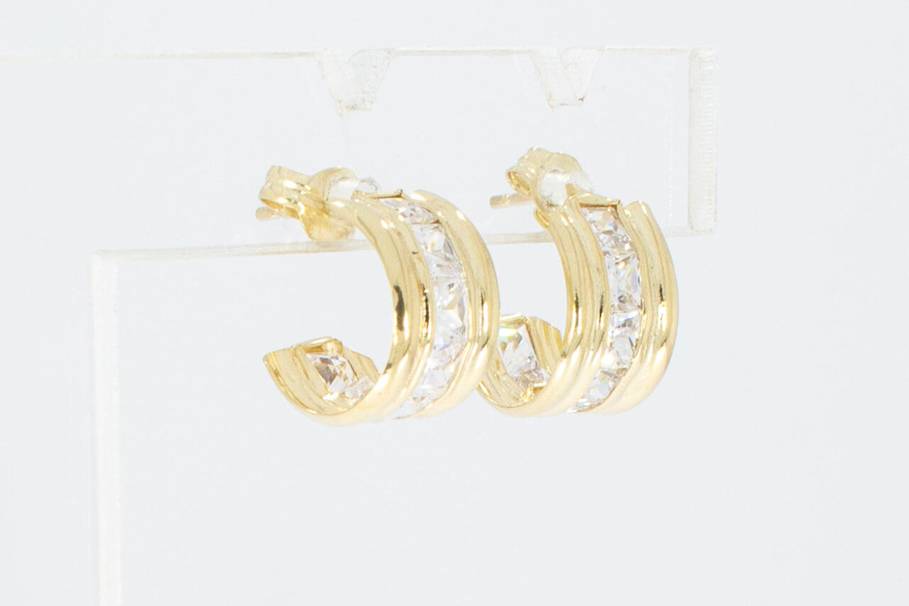 Gouden creolen dames 14 karaat met zirkonia - 1,1 cm