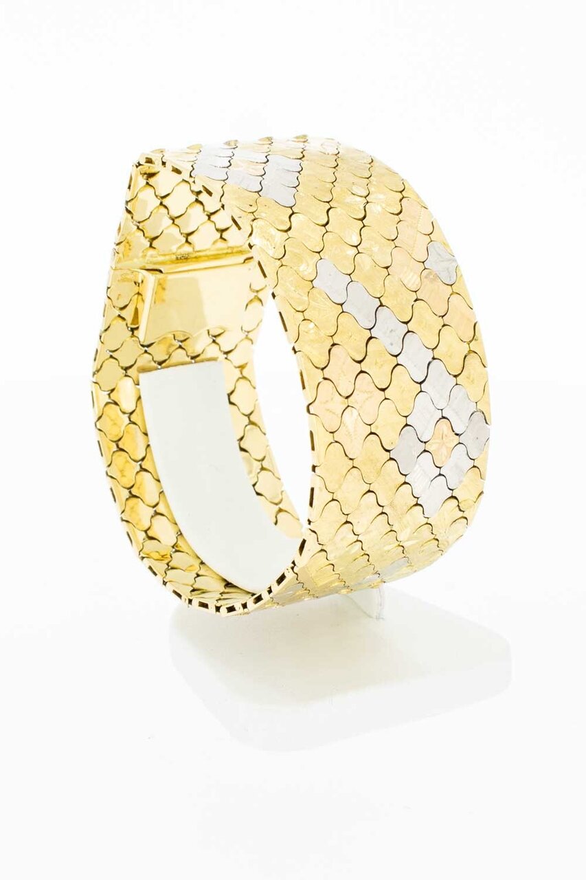 Vintage brede tricolor gouden armband 18 karaat - 19,7 cm