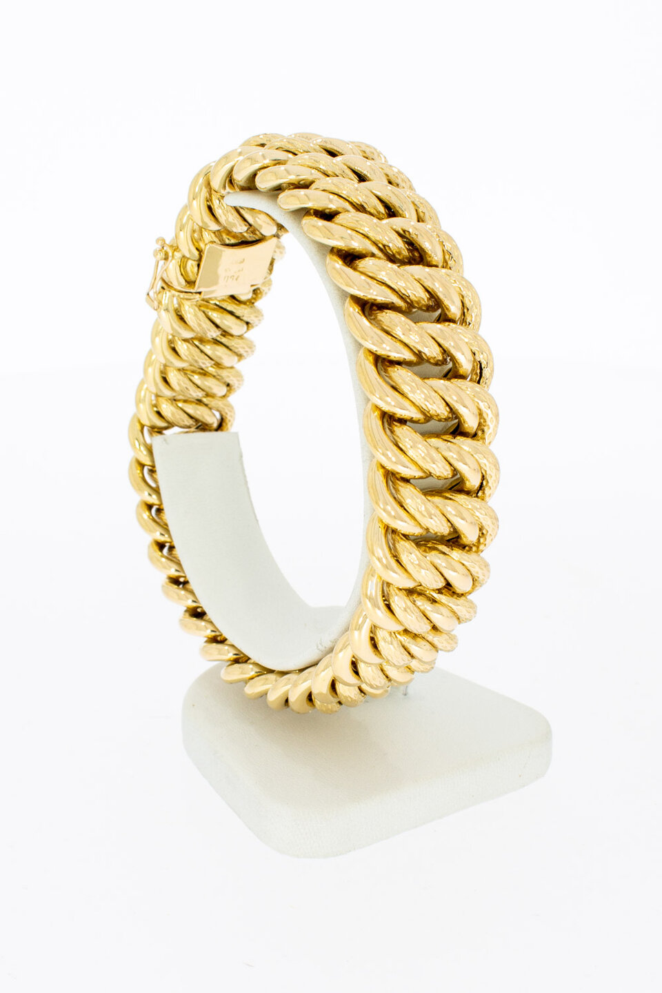 Vintage brede ros&eacute;gouden gevlochten armband 18 karaat - 22,3 cm