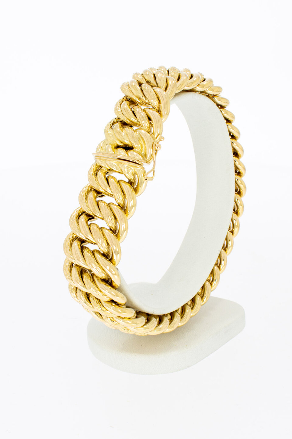 Vintage brede ros&eacute;gouden gevlochten armband 18 karaat - 22,3 cm