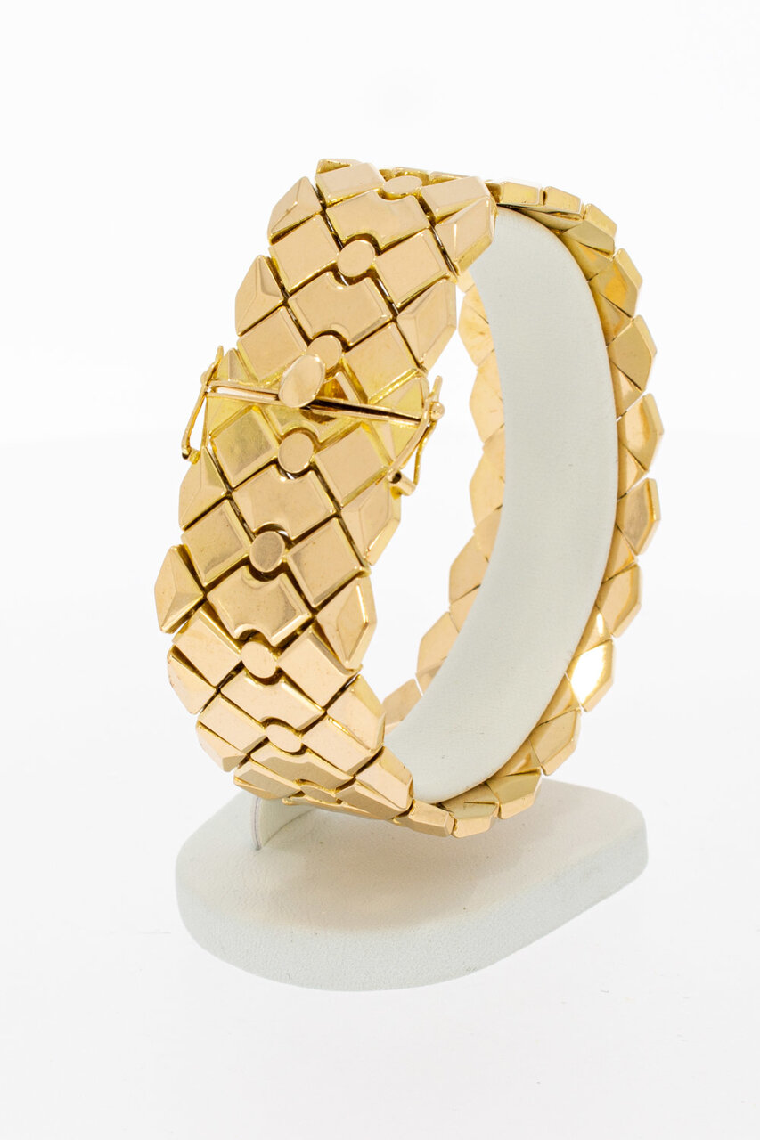 Vintage brede ros&eacute;gouden armband 18 karaat - 19,9 cm