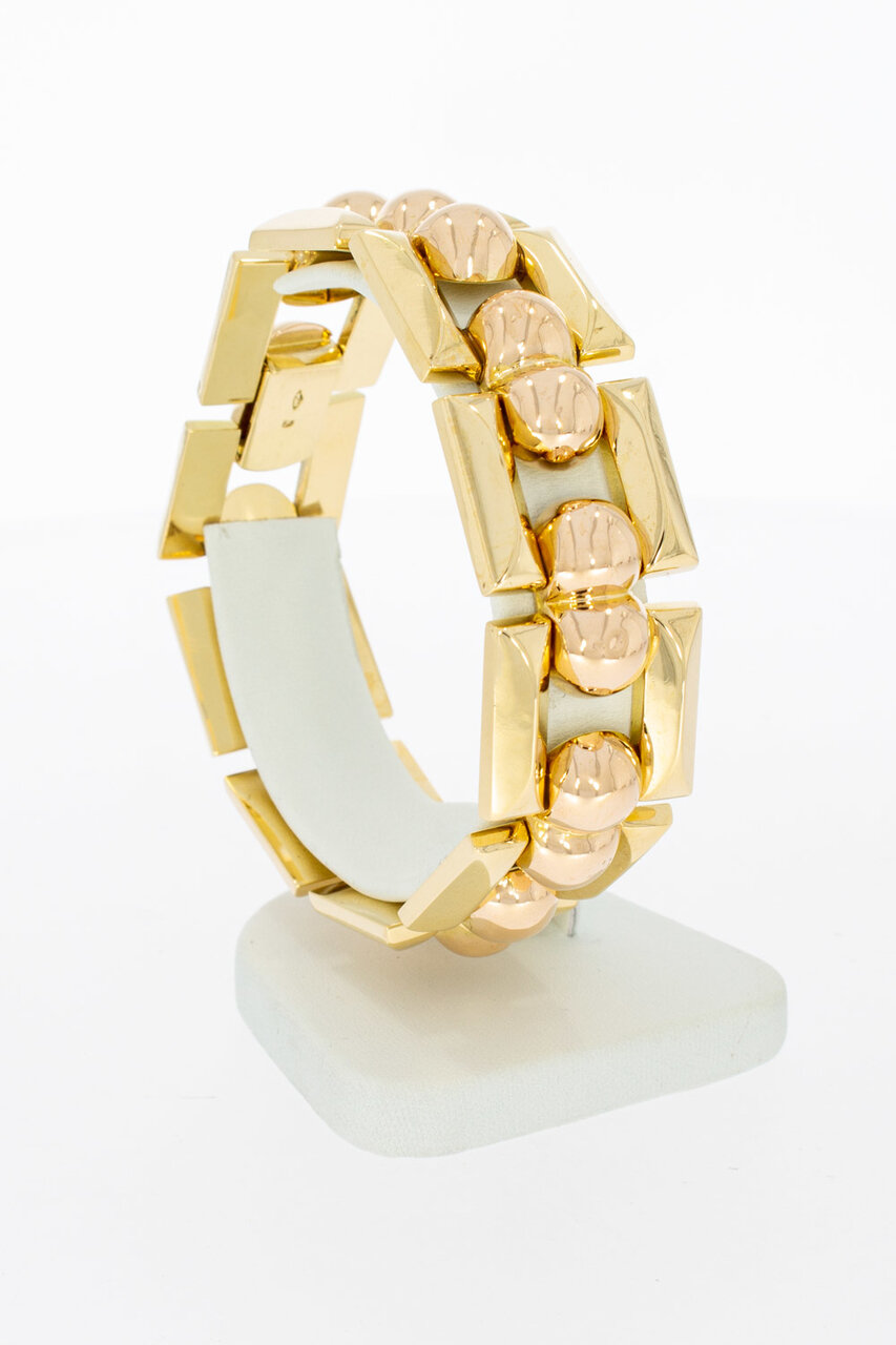 Bicolor gouden staafjes armband 18 karaat - 19,8 cm