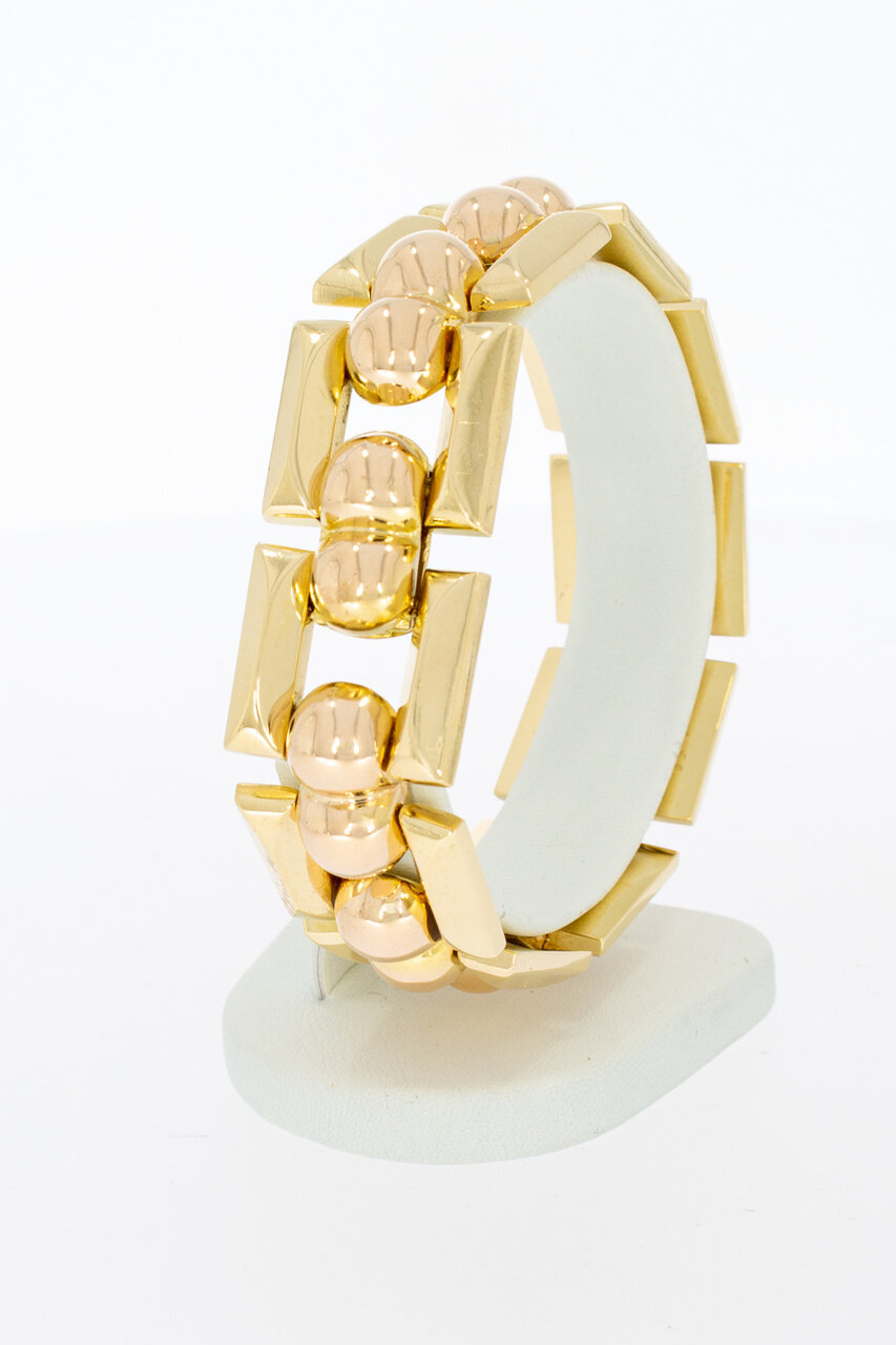 Bicolor gouden staafjes armband 18 karaat - 19,8 cm