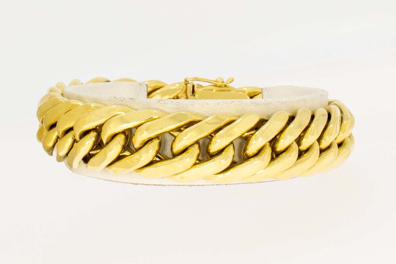 Brede Gourmet armband 18 Karaat  goud - 21,7 cm