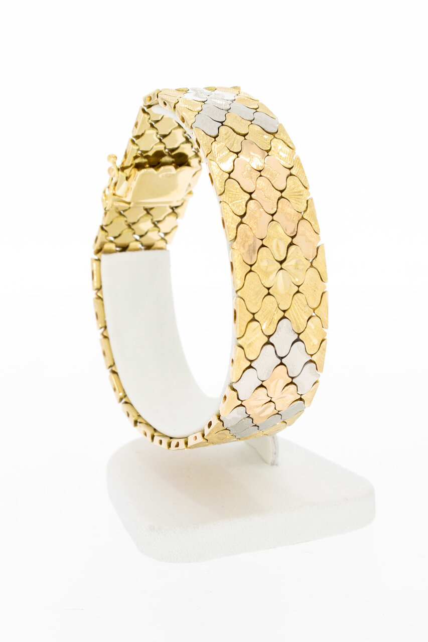 Vintage tricolor gouden armband 14 karaat - 20 cm