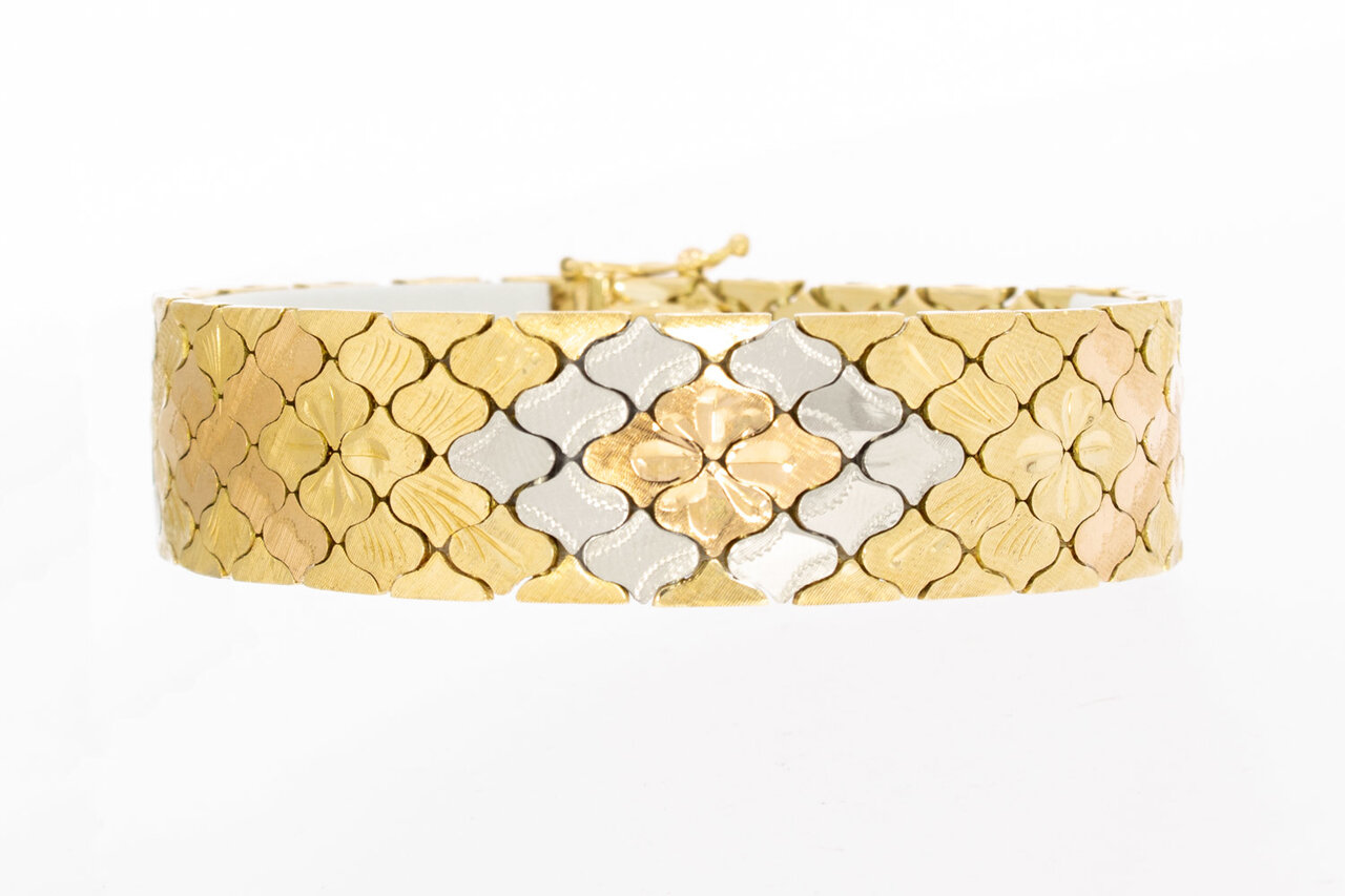 Vintage tricolor gouden armband 14 karaat - 20 cm