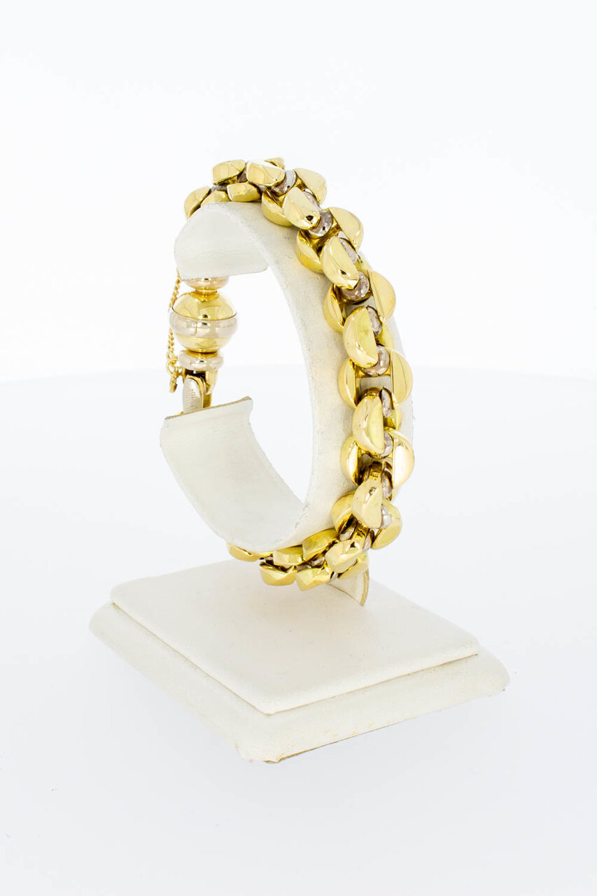 Bicolor gouden anker armband 18 karaat - 21 cm