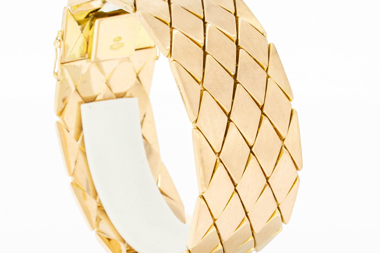 Vintage brede ros&eacute;gouden schakelarmband 18 karaat - 18,4 cm