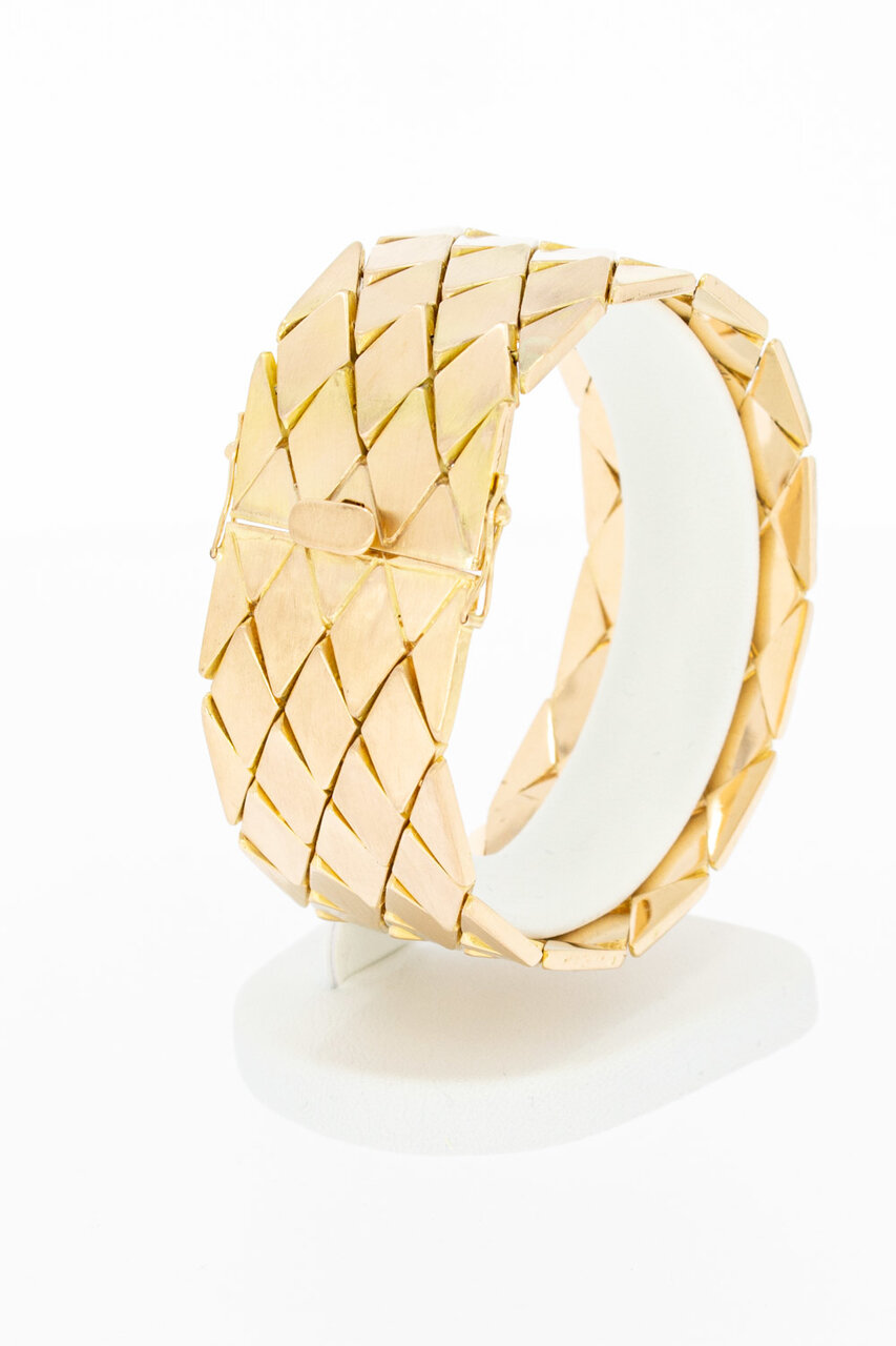 Vintage brede ros&eacute;gouden schakelarmband 18 karaat - 18,4 cm
