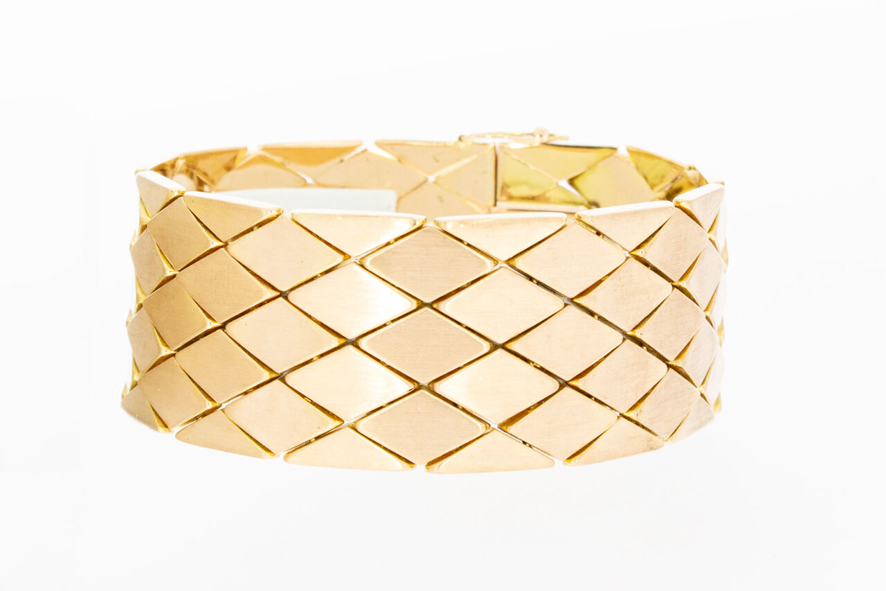 Vintage brede ros&eacute;gouden schakelarmband 18 karaat - 18,4 cm