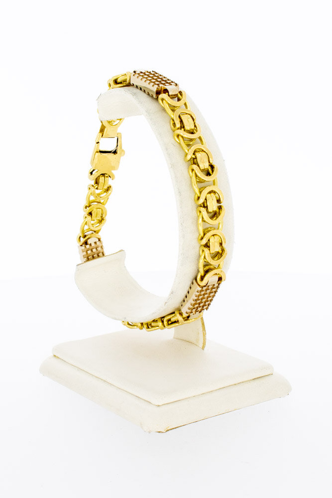Bicolor gouden koningsarmband 18 karaat - 22,3 cm