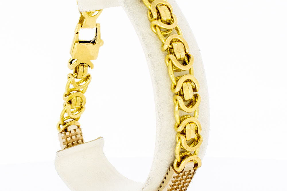 Bicolor gouden koningsarmband 18 karaat - 22,3 cm