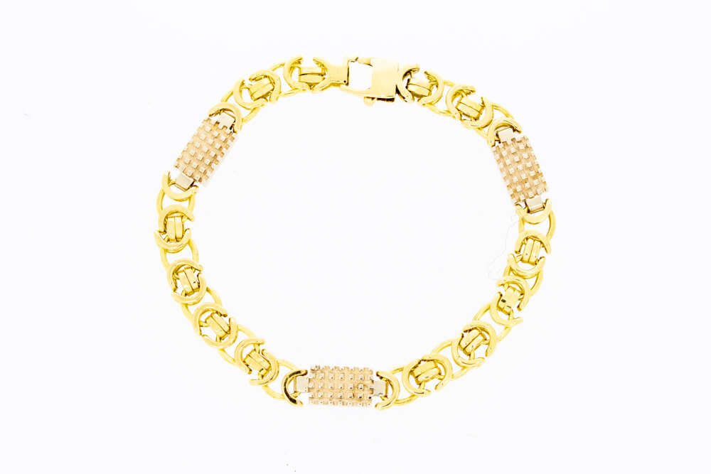 Bicolor gouden koningsarmband 18 karaat - 22,3 cm