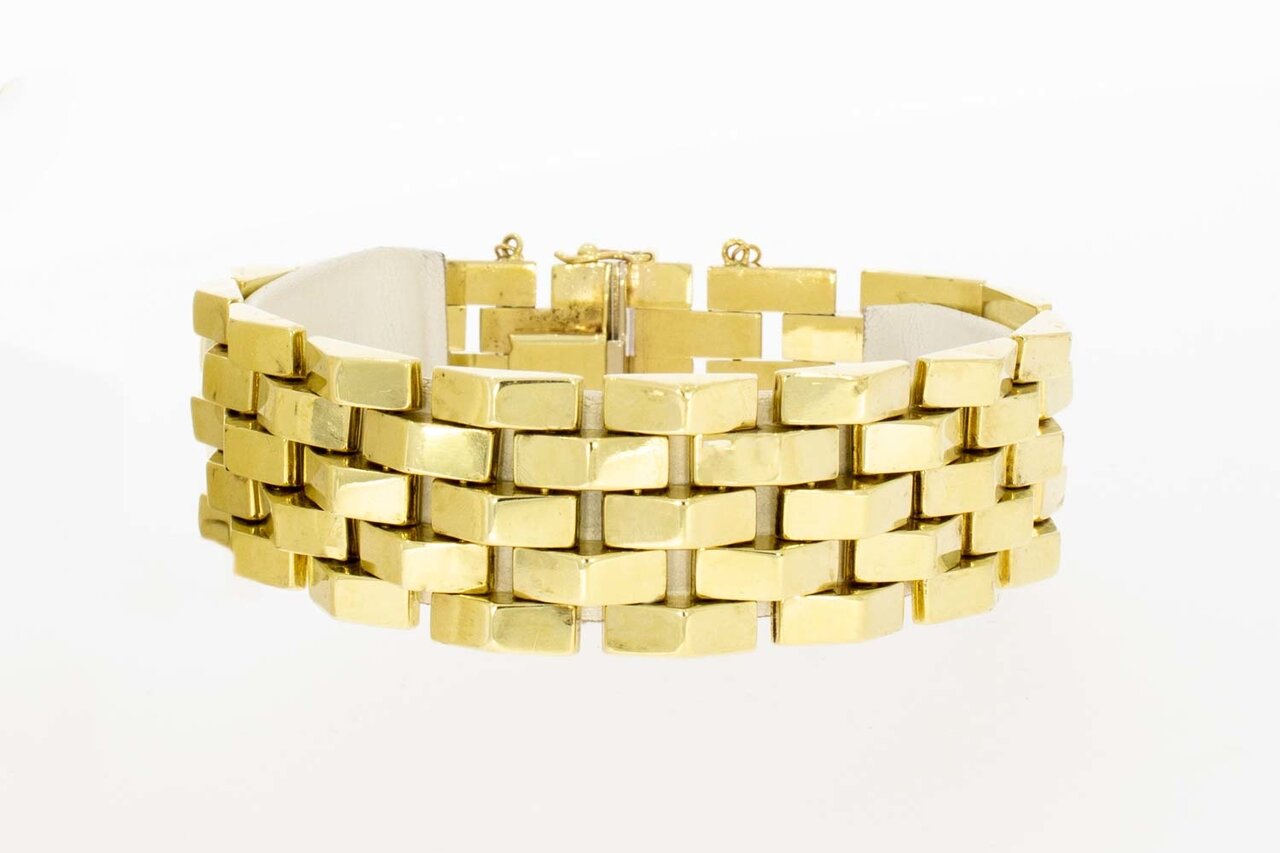 14 Karaat brede Staafjes armband - 20,3 cm