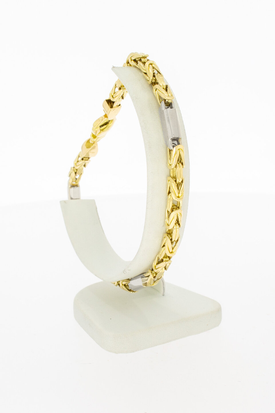 Bicolor gouden byzantijnse koningsarmband heren 18 karaat - 24,7 cm