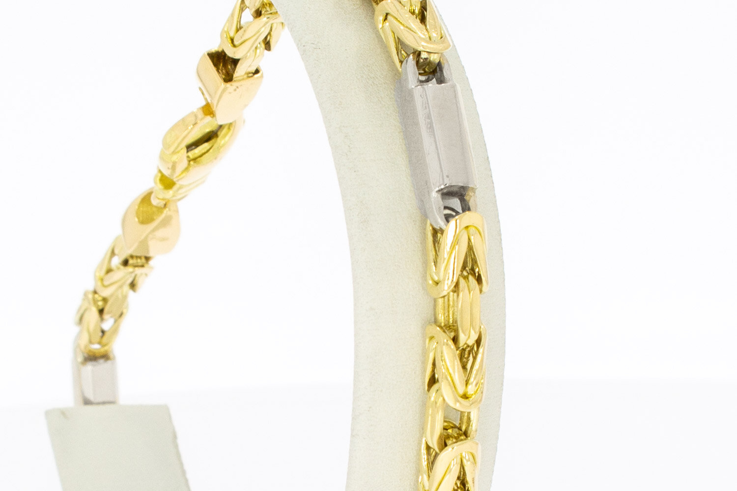 Bicolor gouden byzantijnse koningsarmband heren 18 karaat - 24,7 cm