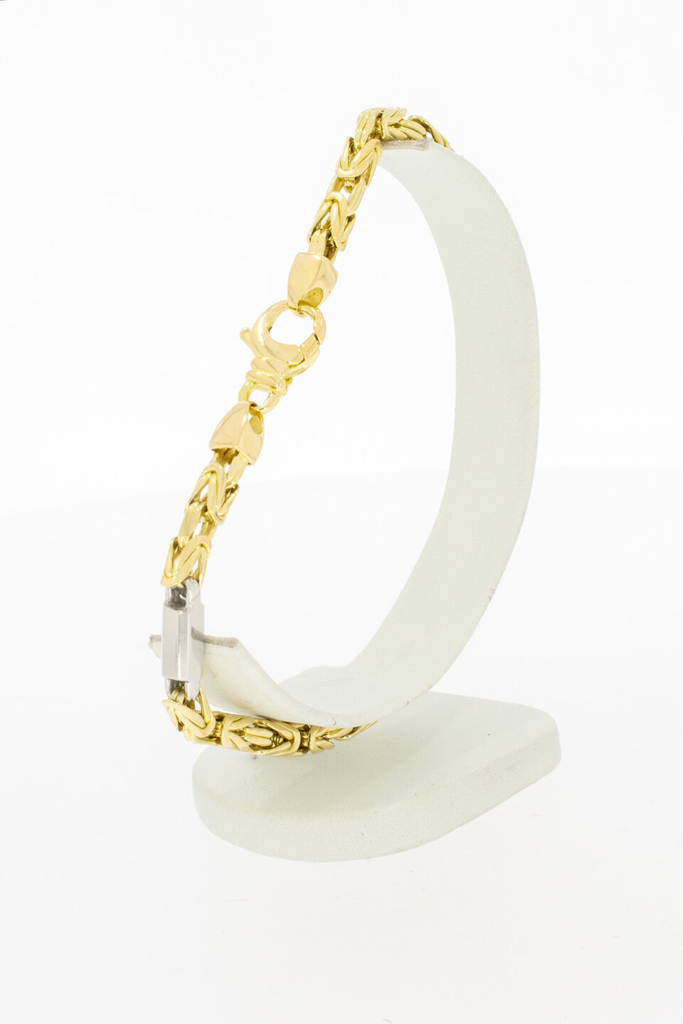 Bicolor gouden byzantijnse koningsarmband heren 18 karaat - 24,7 cm