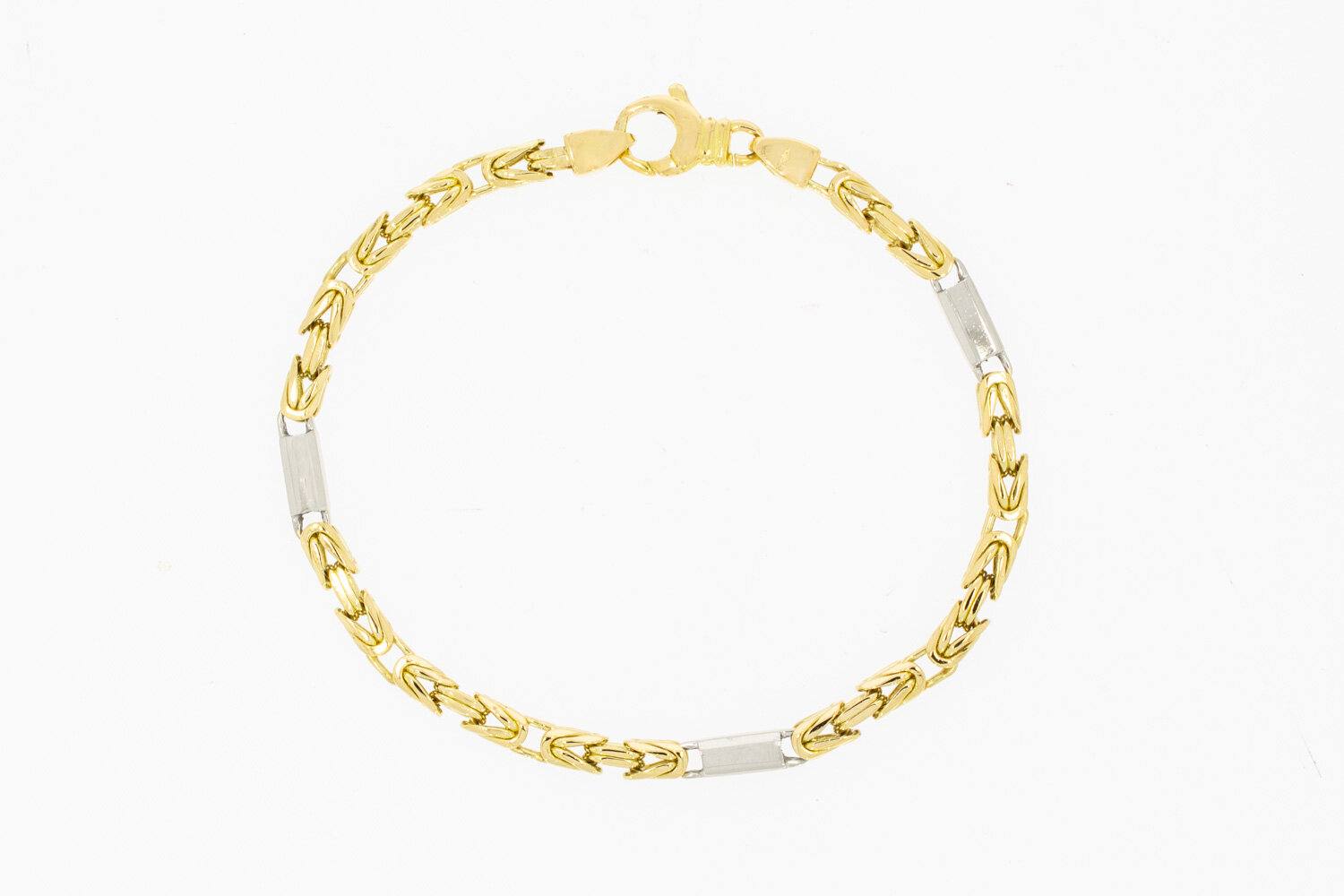 Bicolor gouden byzantijnse koningsarmband heren 18 karaat - 24,7 cm