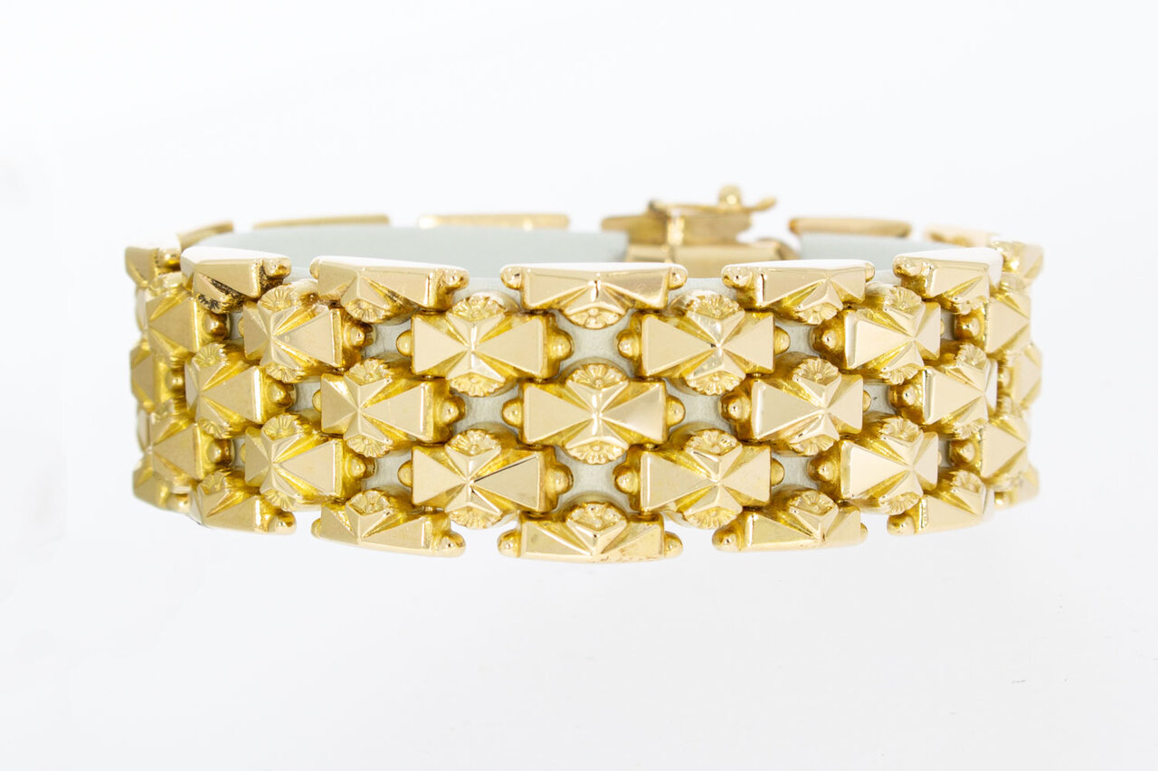 18 Karaat gouden brede dames armband - 17,4 cm