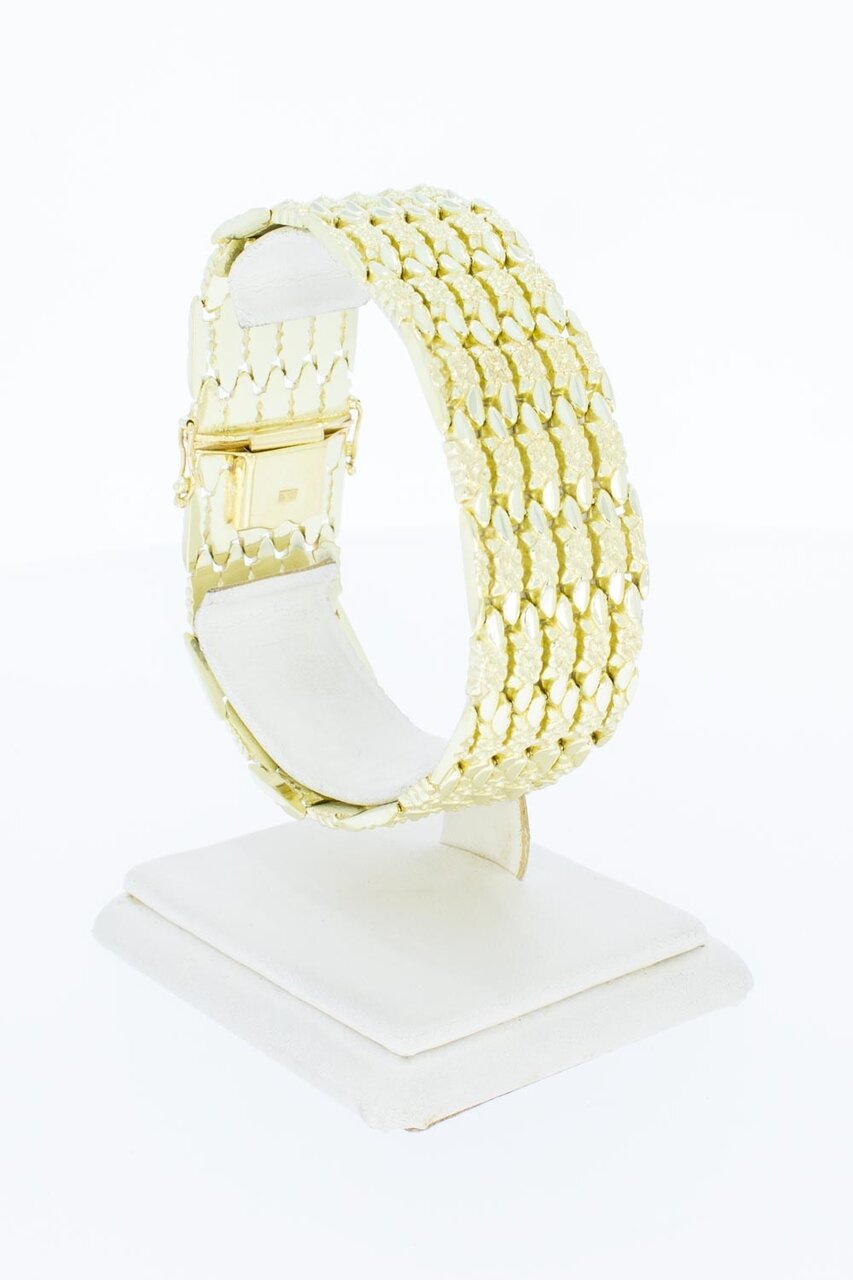 Brede 14 karaat Staafjes armband - 19,8 cm