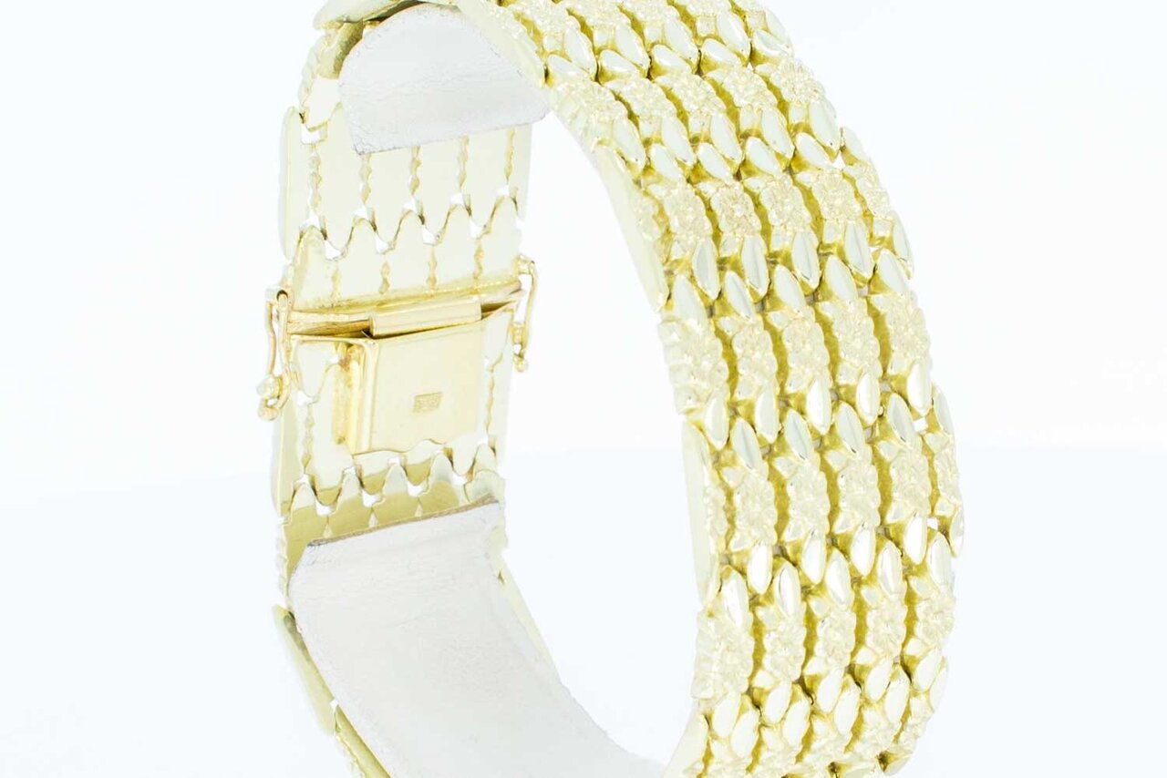 Brede 14 karaat Staafjes armband - 19,8 cm