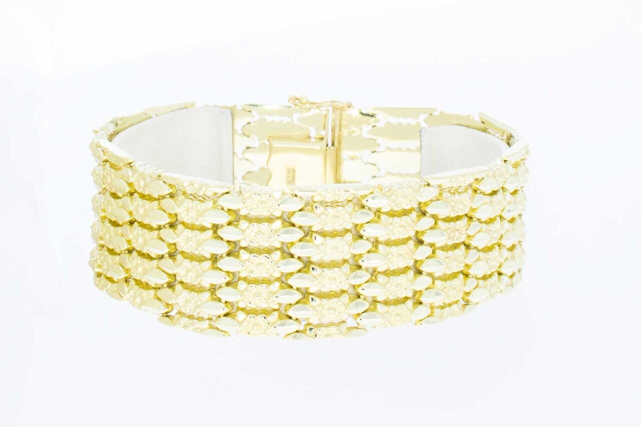 Brede 14 karaat Staafjes armband - 19,8 cm