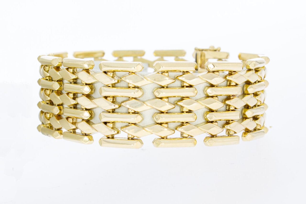 14 karaat Brede Staafjes armband - 19,4 cm