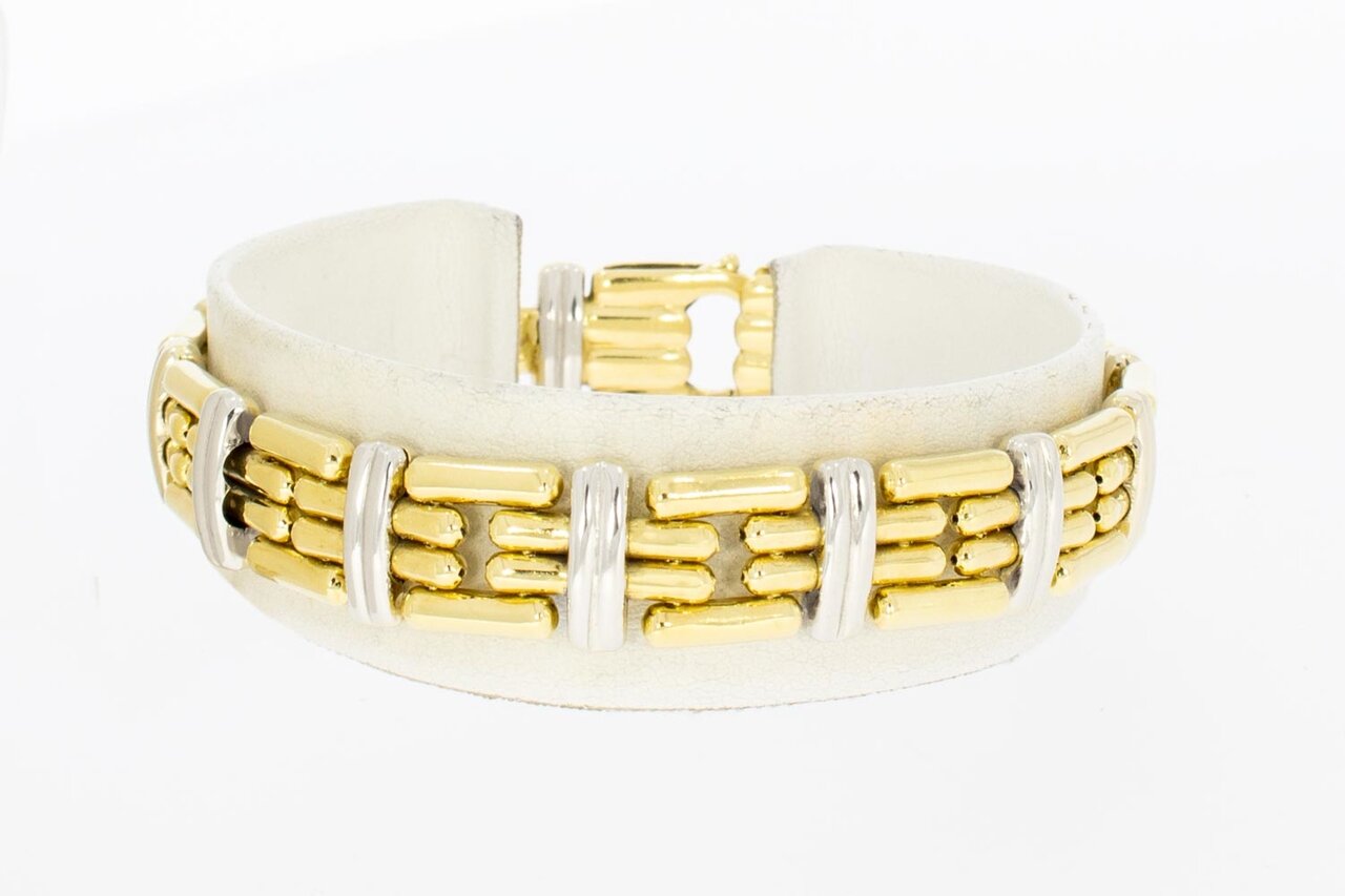 Bicolor gouden staafjes armband 18 karaat - 18,9 cm