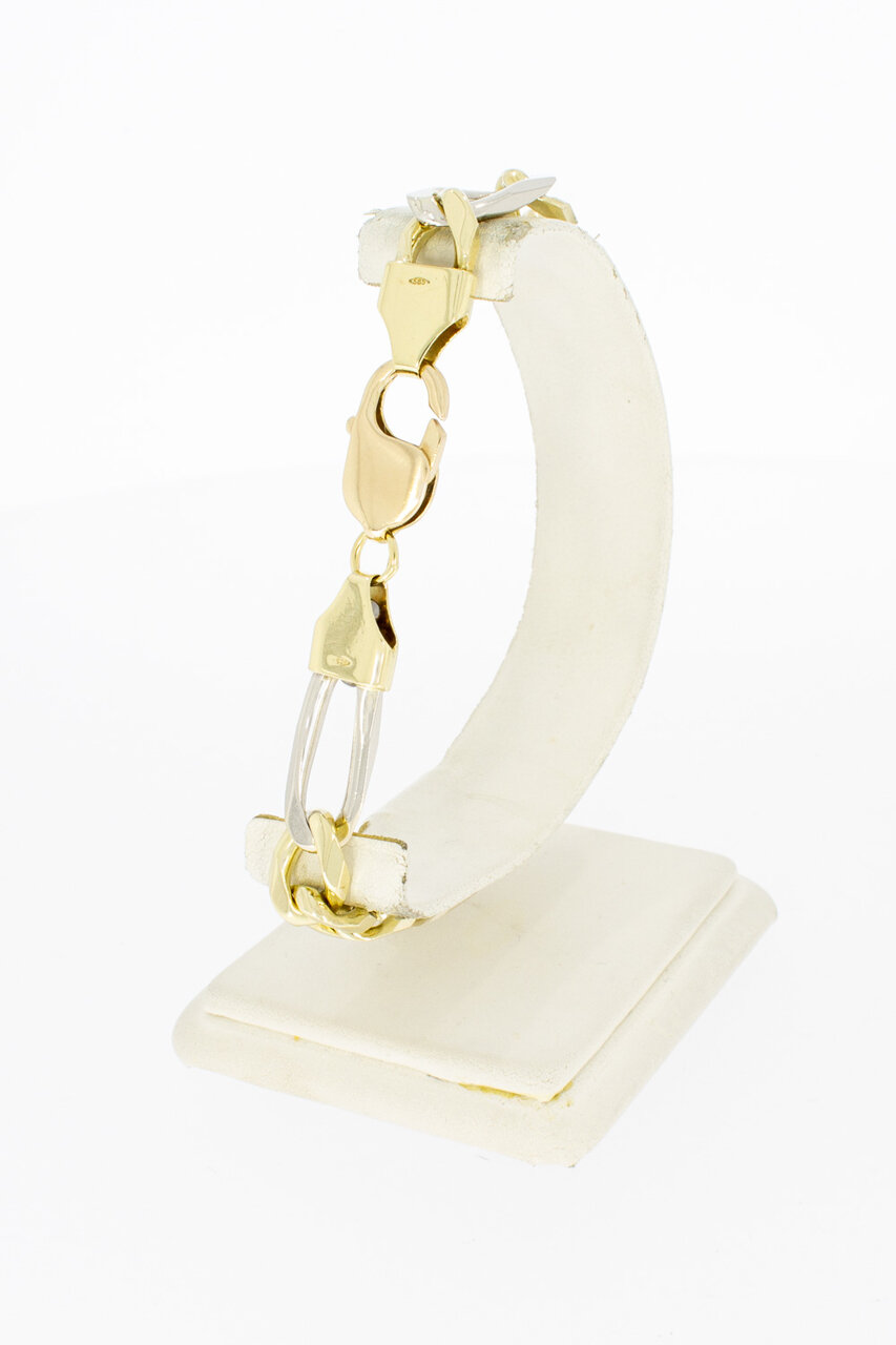 14 Karaat bicolor Figaro armband - 22,8 cm