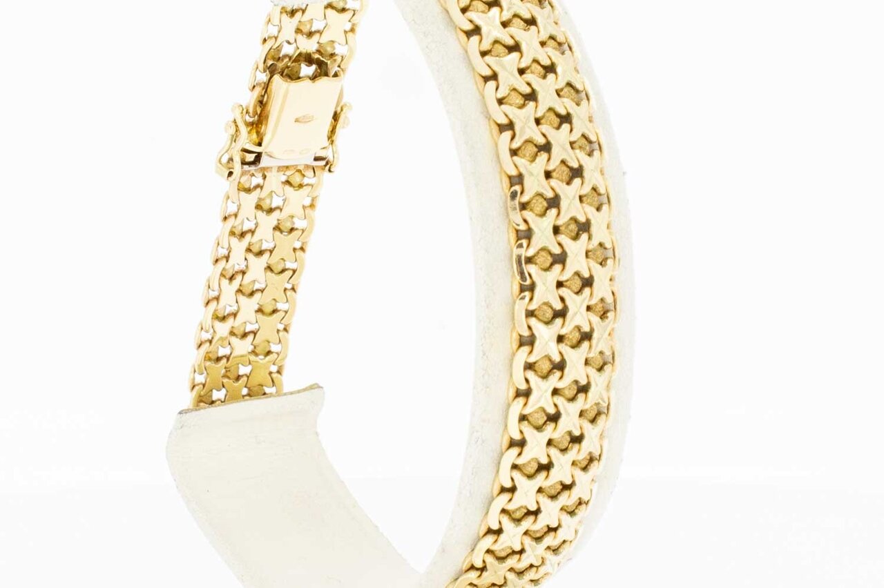 14 Karaat goud brede armband - 19,2 cm