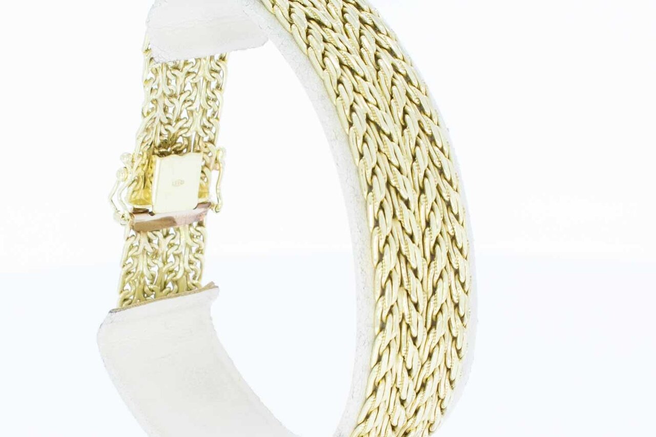 14 karaat gouden gevlochten armband - 19,9 cm