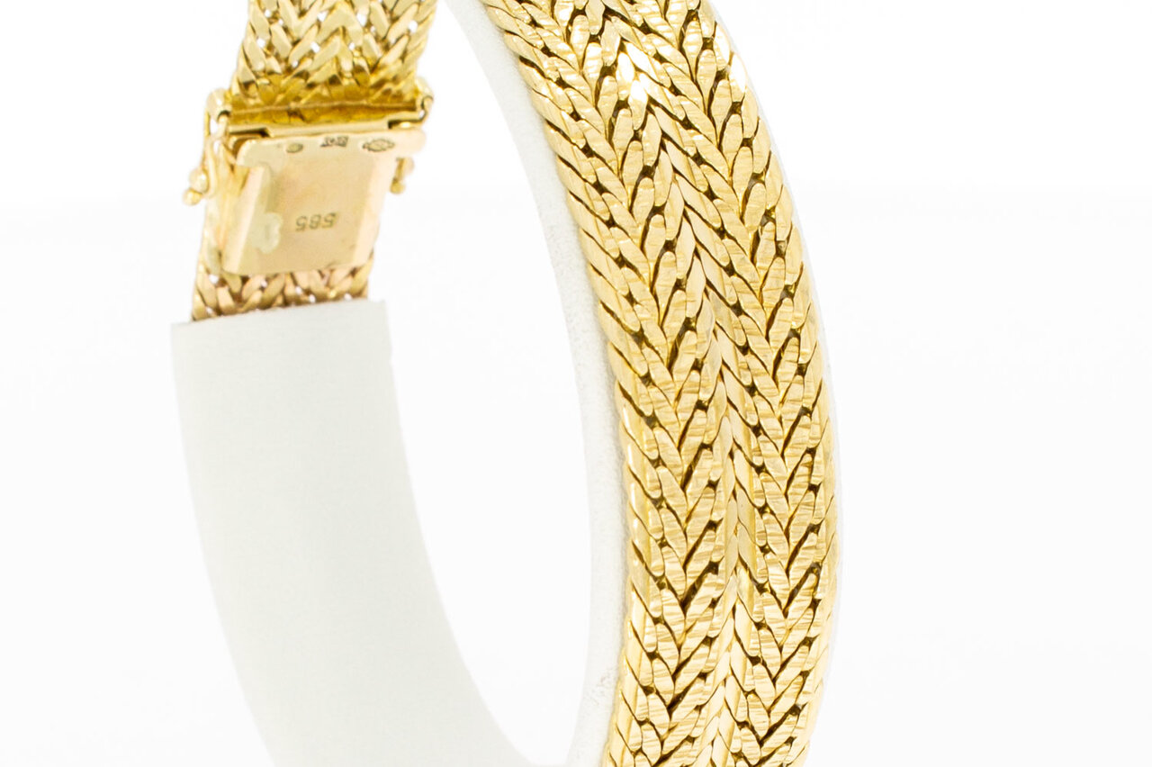 14 Karaat gouden brede armband - 18,5 cm
