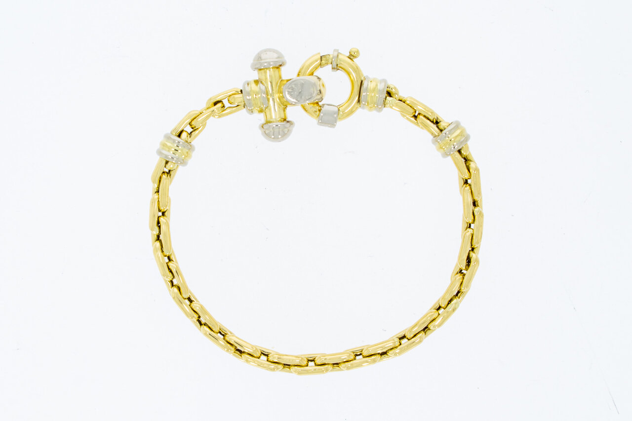 18 Karaat bicolor Ankerarmband - 21,1 cm