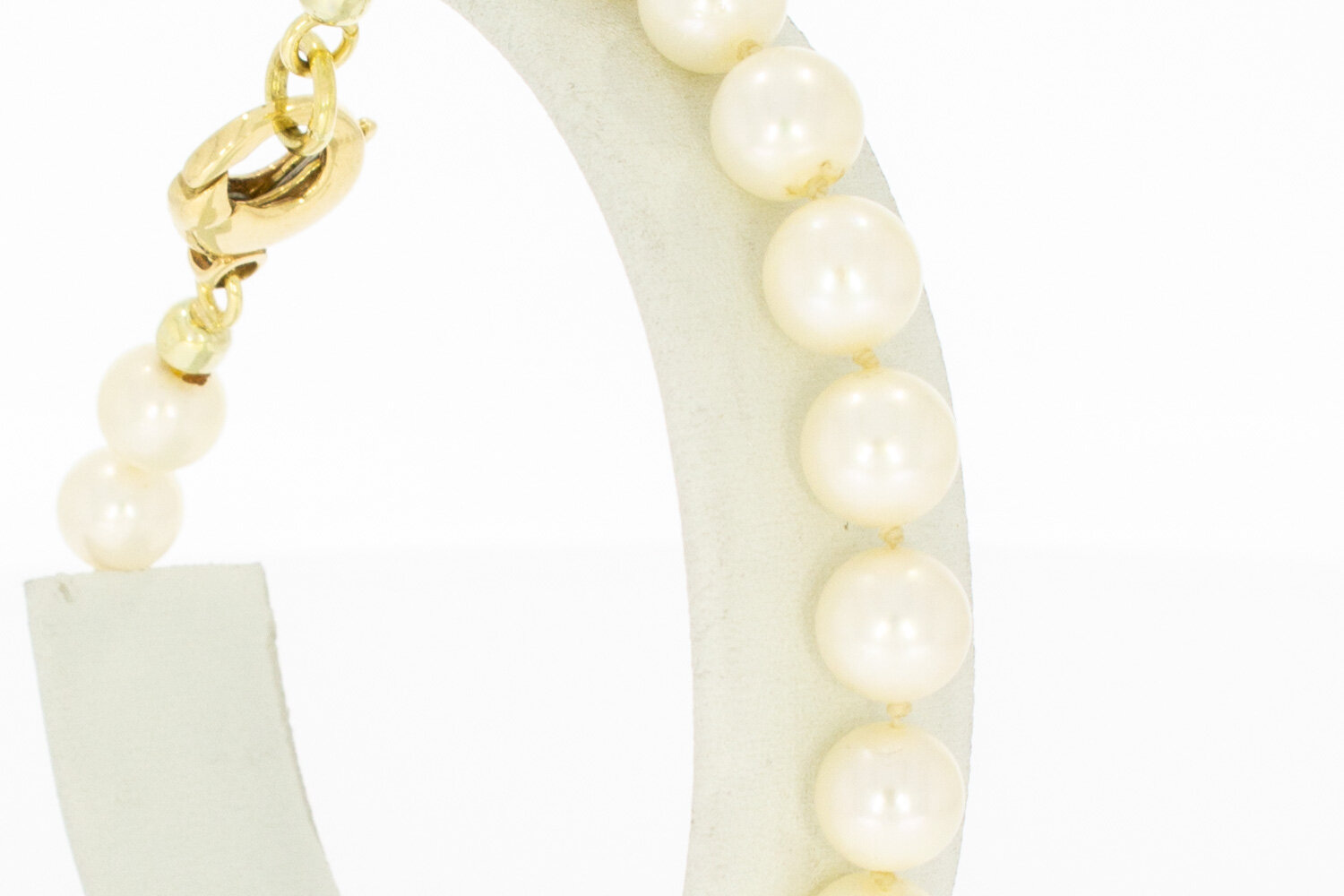 14 karaat gouden armband dames met parel - 22 cm