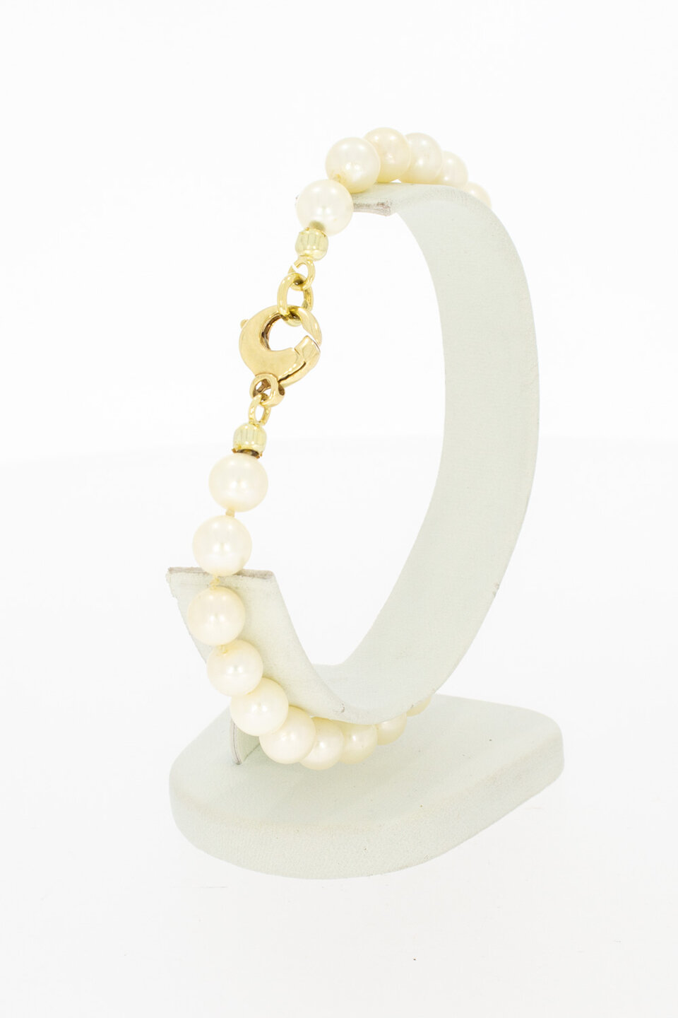 14 karaat gouden armband dames met parel - 22 cm