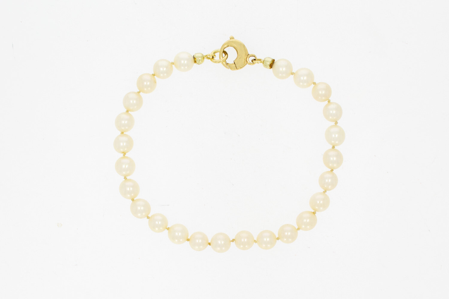14 karaat gouden armband dames met parel - 22 cm