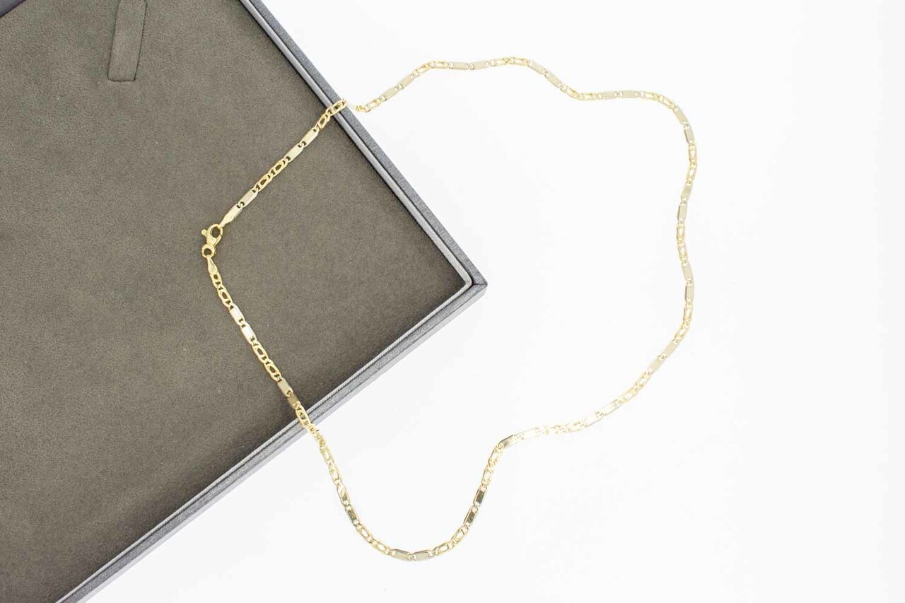 Bicolor gouden valkoog ketting 14 karaat - 46 cm