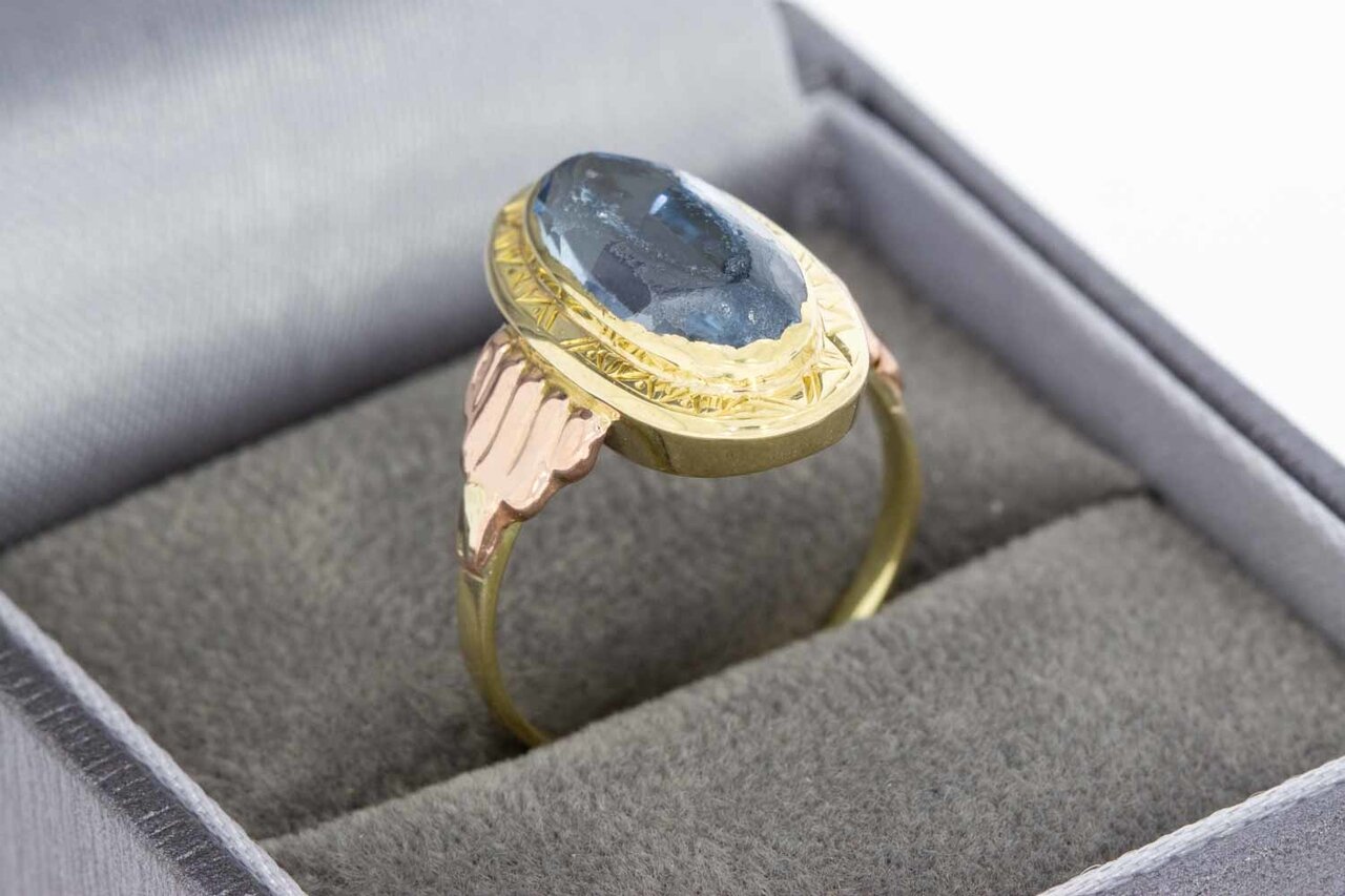 14 Karaat Vintage Aquamarijn ring - 16,9 mm